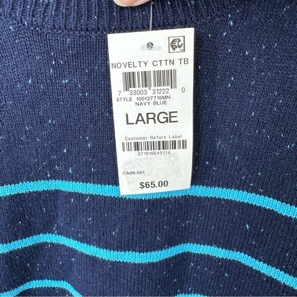 Club Room striped crewneck sweater in blue Size L - Picture 4 of 7